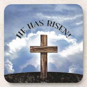 Er ist auferstanden Rugged Cross Himmel Getränkeuntersetzer