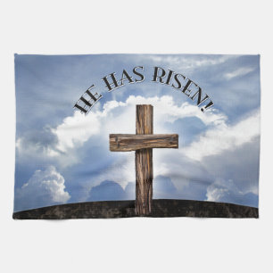 Er ist auferstanden Rugged Cross Himmel Küchentuch