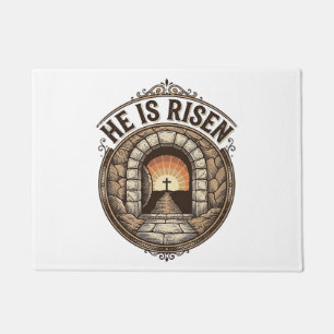 Er ist auferstanden Vintage-Ostern-Kreuz-Shirt Fußmatte