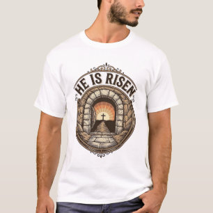 Er ist auferstanden Vintage-Ostern-Kreuz-Shirt T-Shirt
