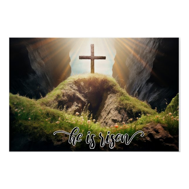 Er ist aufgestanden, leeres Grab, Poster (Vorderseite)