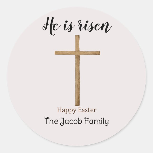 Er ist aufgewachsen, glücklich Ostern zu Familie,  Runder Aufkleber (Vorderseite)