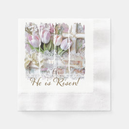 Er ist Christlicher Risen Oaster Tulip Cross Vinta Serviette
