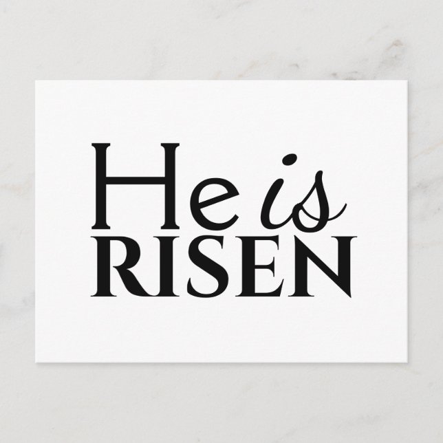 Er ist Christliches Sprichwort Schwarz-weiß Ostern Postkarte (Vorderseite)