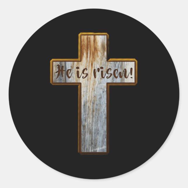 Er ist das Osterkreuz Runder Aufkleber (Vorderseite)