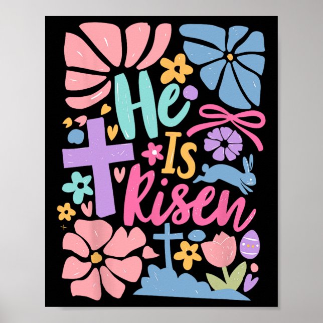 Er ist das Osterkreuzkoquette Jesus Christlich Poster (Vorne)