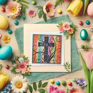 Er ist das Risen Moderne Religiöse Bunte Ostern Mitteilungskarte