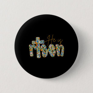 Er ist der florale Frühling Ostern Jesus Christlic Button