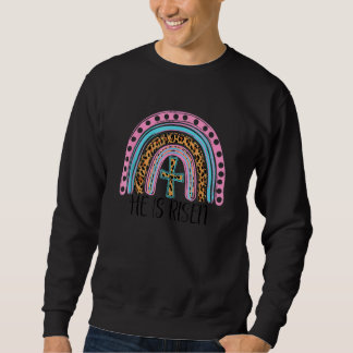 Er ist der Risen Leopard Regenbogen Christlich Jes Sweatshirt