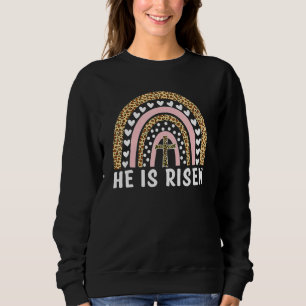 Er ist der Risen Leopard Regenbogen Christlich Jes Sweatshirt