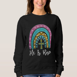 Er ist der Risen Leopard Regenbogen Christlich Jes Sweatshirt
