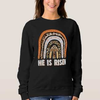 Er ist der Risen Leopard Regenbogen Christlich Jes Sweatshirt