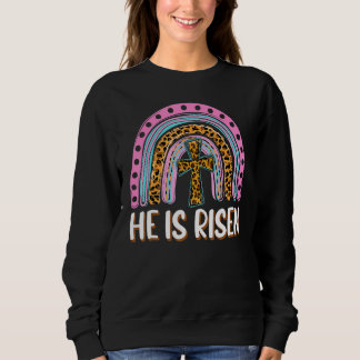 Er ist der Risen Leopard Regenbogen Christlich Jes Sweatshirt