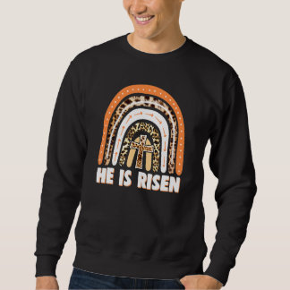Er ist der Risen Leopard Regenbogen Christlich Jes Sweatshirt