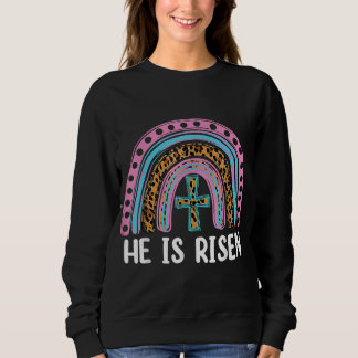 Er ist der Risen Leopard Regenbogen Christlich Jes Sweatshirt