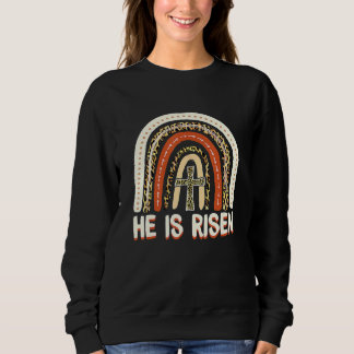 Er ist der Risen Leopard Regenbogen Christlich Jes Sweatshirt