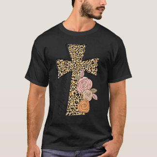 Er ist der Risen Leopard Regenbogen Christlich Jes T-Shirt