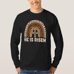 Er ist der Risen Leopard Regenbogen Christlich Jes T-Shirt