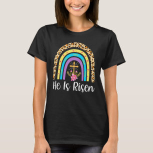 Er ist der Risen Leopard Regenbogen Christlich Jes T-Shirt