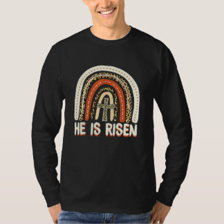 Er ist der Risen Leopard Regenbogen Christlich Jes T-Shirt
