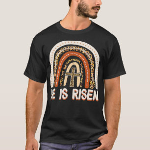 Er ist der Risen Leopard Regenbogen Christlich Jes T-Shirt