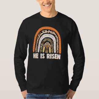 Er ist der Risen Leopard Regenbogen Christlich Jes T-Shirt
