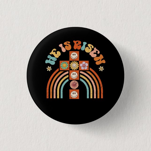 Er ist der Risen Osterkreuzchristen religiöse Hipp Button (Vorderseite)