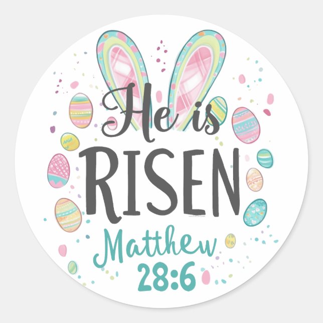Er ist die Christliche Ostern Jesus Christus-Bibel Runder Aufkleber (Vorderseite)