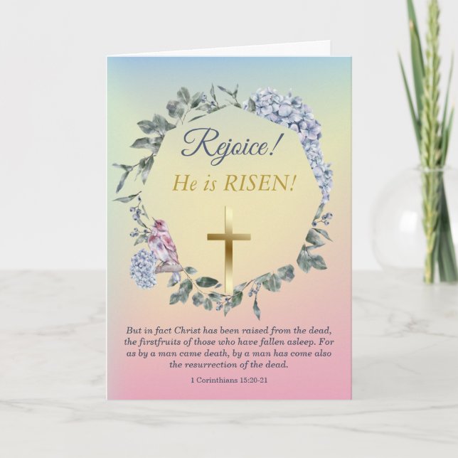 Er ist die Gold Cross Oster Blumenkarte (Vorderseite)
