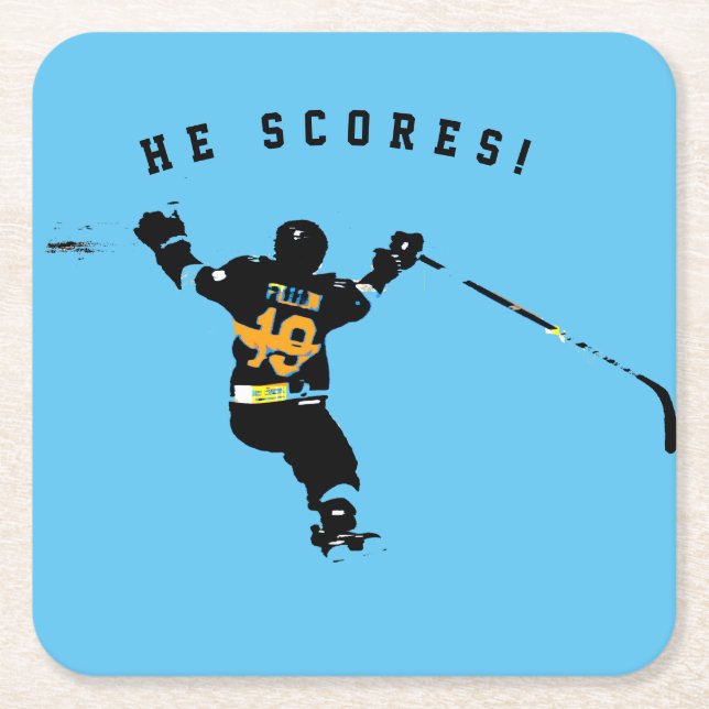 Er ist dumm! - Eishockey-Spieler Rechteckiger Pappuntersetzer (Vorderseite)