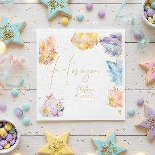Er ist ein Gem Birthday Crystals Boy's Aquarell Serviette