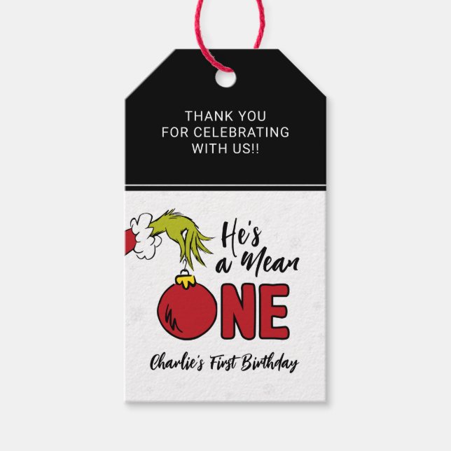Er ist ein Gemeiner | Grinch Birthday Favor Geschenkanhänger (Vorderseite)