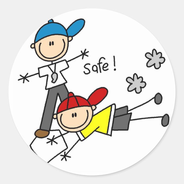 Er ist ein sicherer Baseballaufkleber Runder Aufkleber (Vorderseite)