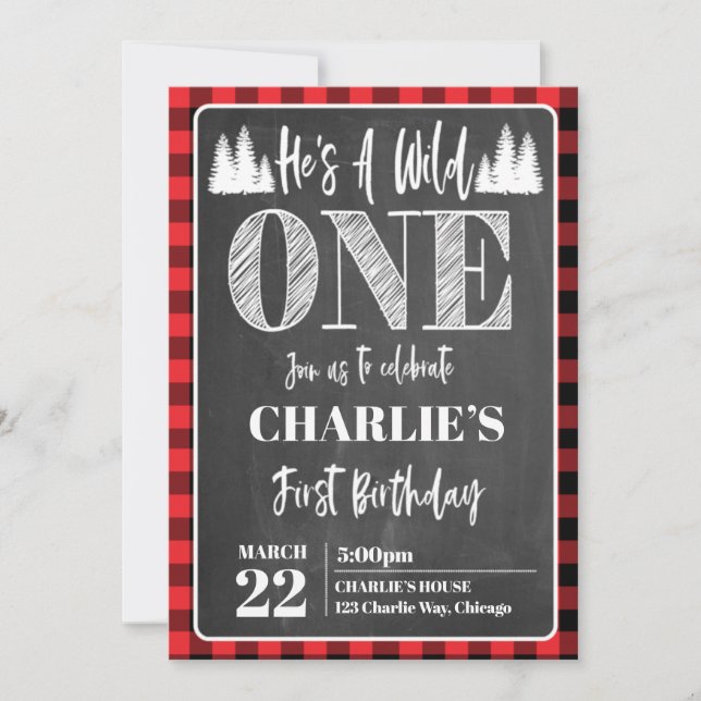 Er ist ein Wild One Boys First Birthday Party Einl Einladung (Vorderseite)