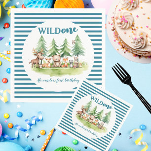 Er ist ein Wilder Waldtiere 1. Geburtstag Gestreif Serviette