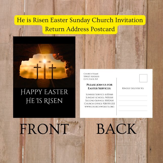 Er ist Einladung zur Ostersonntagskirche (He is Risen Easter Sunday Church Invitation Postcards)