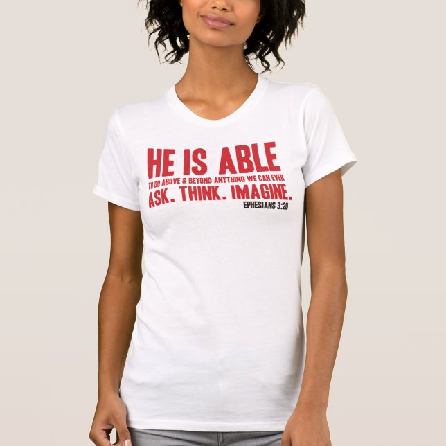 Er ist fähiges christliches Bibel-T-Shirt - Rot T-Shirt (Vorderseite)