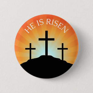Er ist gegen den Osterknopf von Sonnenaufgang ange Button