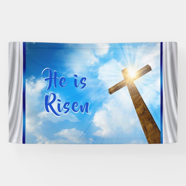 Er ist gestiegene Ostern-Fahne und strahlt Banner (Horizontal)