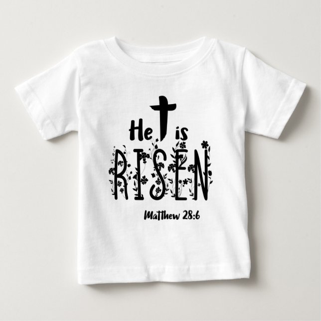 Er ist gestiegene Ostern-Schrift Baby T-shirt (Vorderseite)