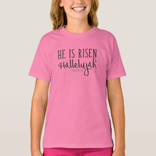 Er ist gestiegenes Mädchen-Halleluja christliches T-Shirt
