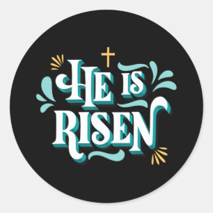 Er ist glücklich Ostern Christlichen Christus Jesu Runder Aufkleber