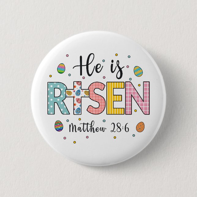 Er ist Jesus Christlich glücklicher Ostern Risen Button (Vorderseite)