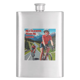 Er ist langsamer, als er sich beim Fahrradfahren g Flachmann