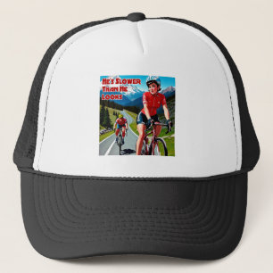 Er ist langsamer, als er sich beim Fahrradfahren g Truckerkappe