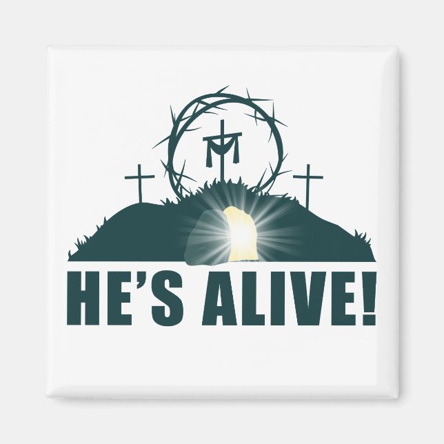 Er ist lebendig! Christlicher Pessach Ostern Jesus Magnet (Vorne)