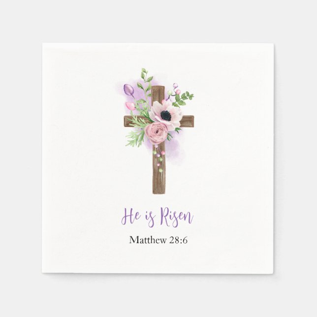 Er ist Lila schöner Florenkreuz Ostern. Serviette (Vorderseite)