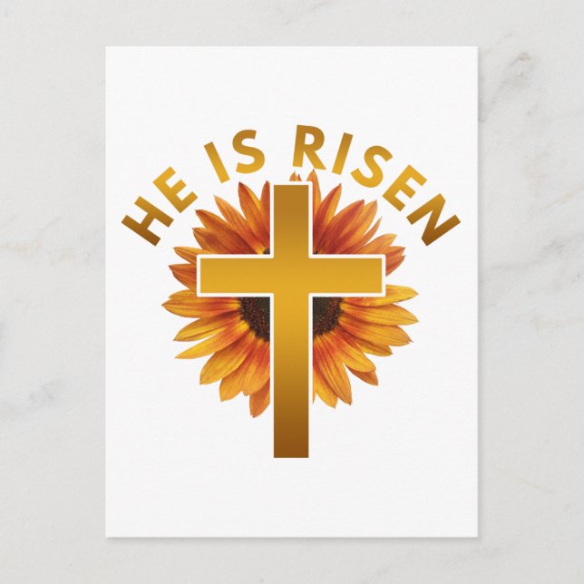 Er ist Matthew-Risen 28:6 Ostersonnenblume Postkarte (Vorderseite)