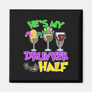 Er ist mein Betrunkeneres halbes Match Mardi Gras Magnet