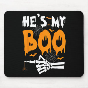 Er ist mein Boo Skeleton Halloween-Matching-Paar Mousepad